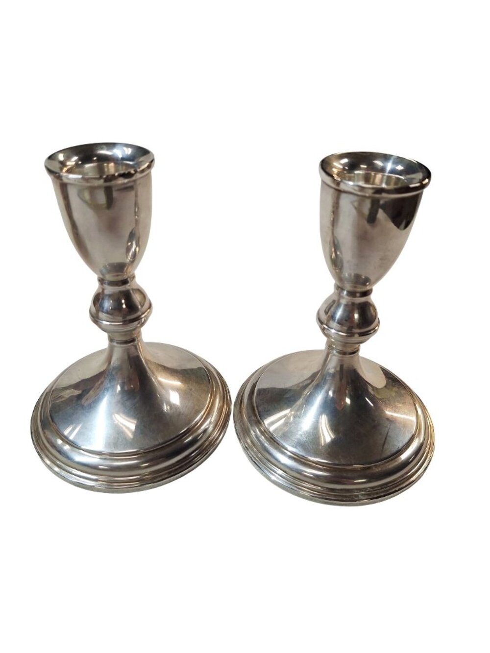 Pair Of Preisner Sterling Weighted Silver Candle Holders 819 4.5 Inches Tall